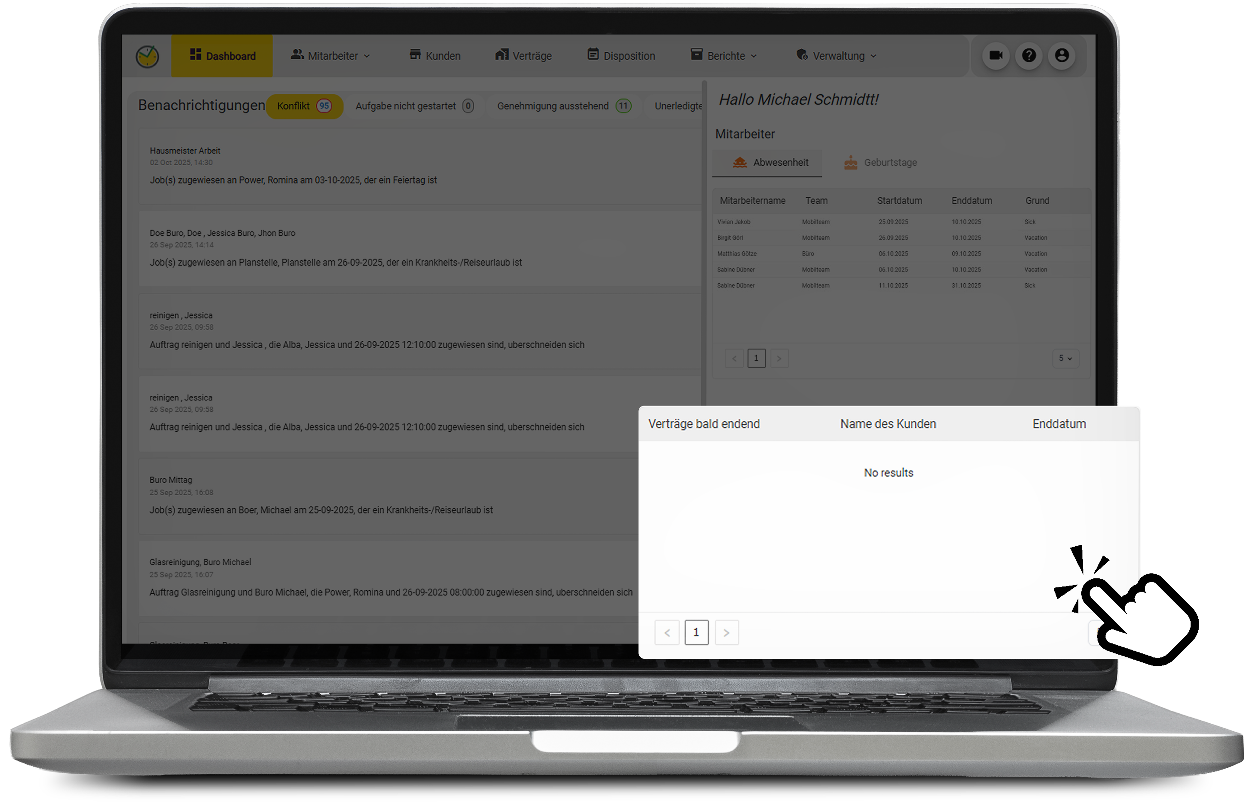 Dashboard Verträge bald endend